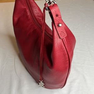 Ralph Lauren red sexy Jackie hobo shoulder bag all new-buck buttery leather zip